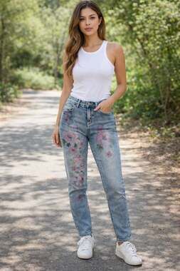 Earl Jeans Floral Print Skinny Ankle Denim Pants Size 12